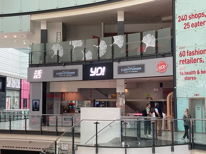 YO! Sushi signage and graphics in a shopping centre